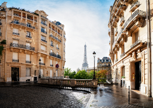 Cozy Paris Street with Eiffel Tower in View