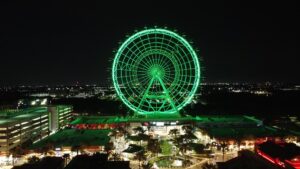 Nighttime shot of International Drive in Orlando, which is frequently featured on food TV