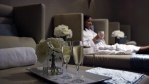 A woman lounges at the Spa at Rosen Centre, the perfect place to unwind after a Mother's Day buffet.