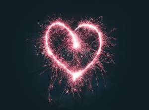 A firework heart, exemplifying Orlando's dynamic date night scene. 